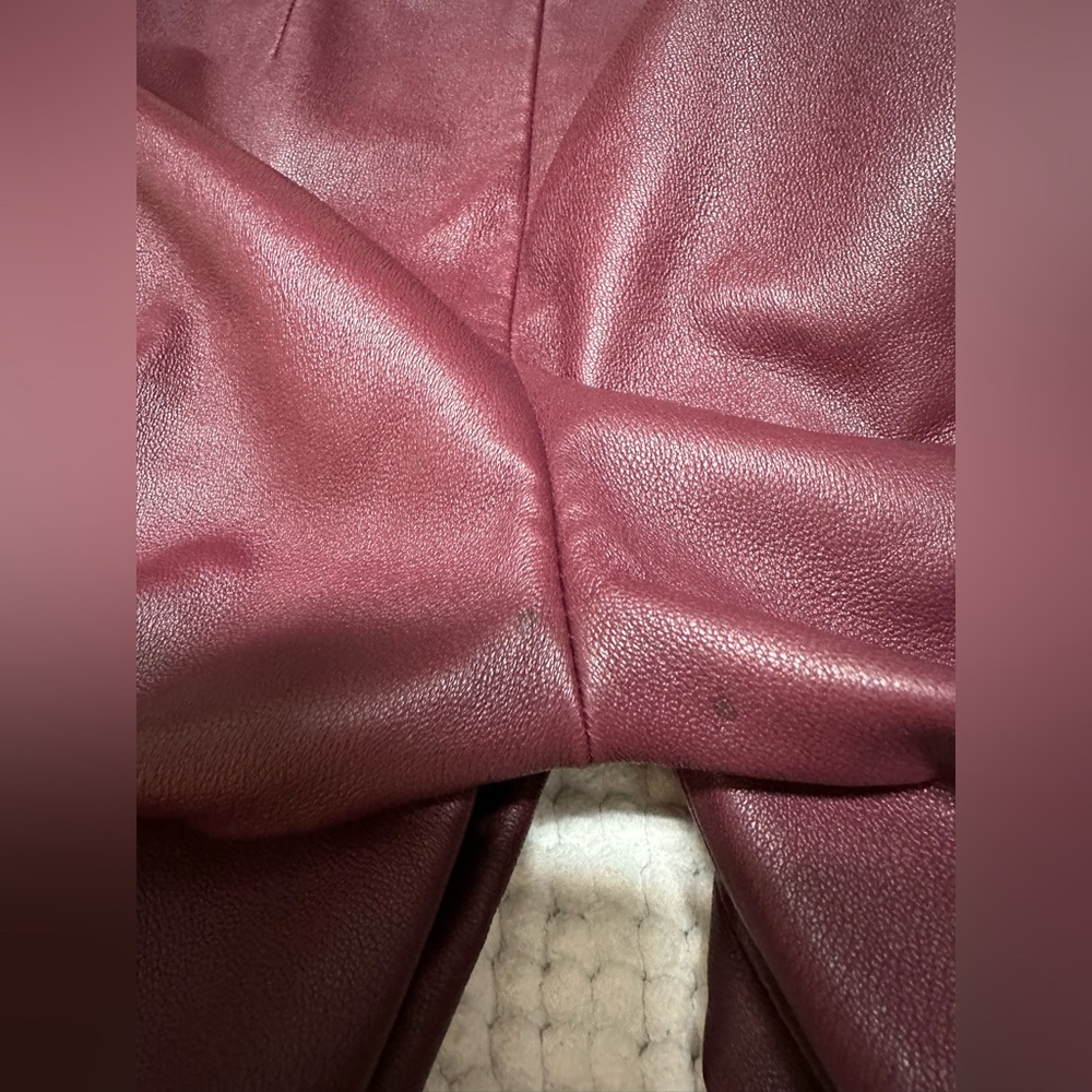 $990 Theory leather leggings jeggings skinny pants burgundy size 0 - Picture 8 of 16